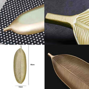 Leaf Shaped Wooden Golden Storage Tray In Pakistan Just e-Store