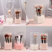 Transparent brush holder with pearls In Pakistan Just e-Store